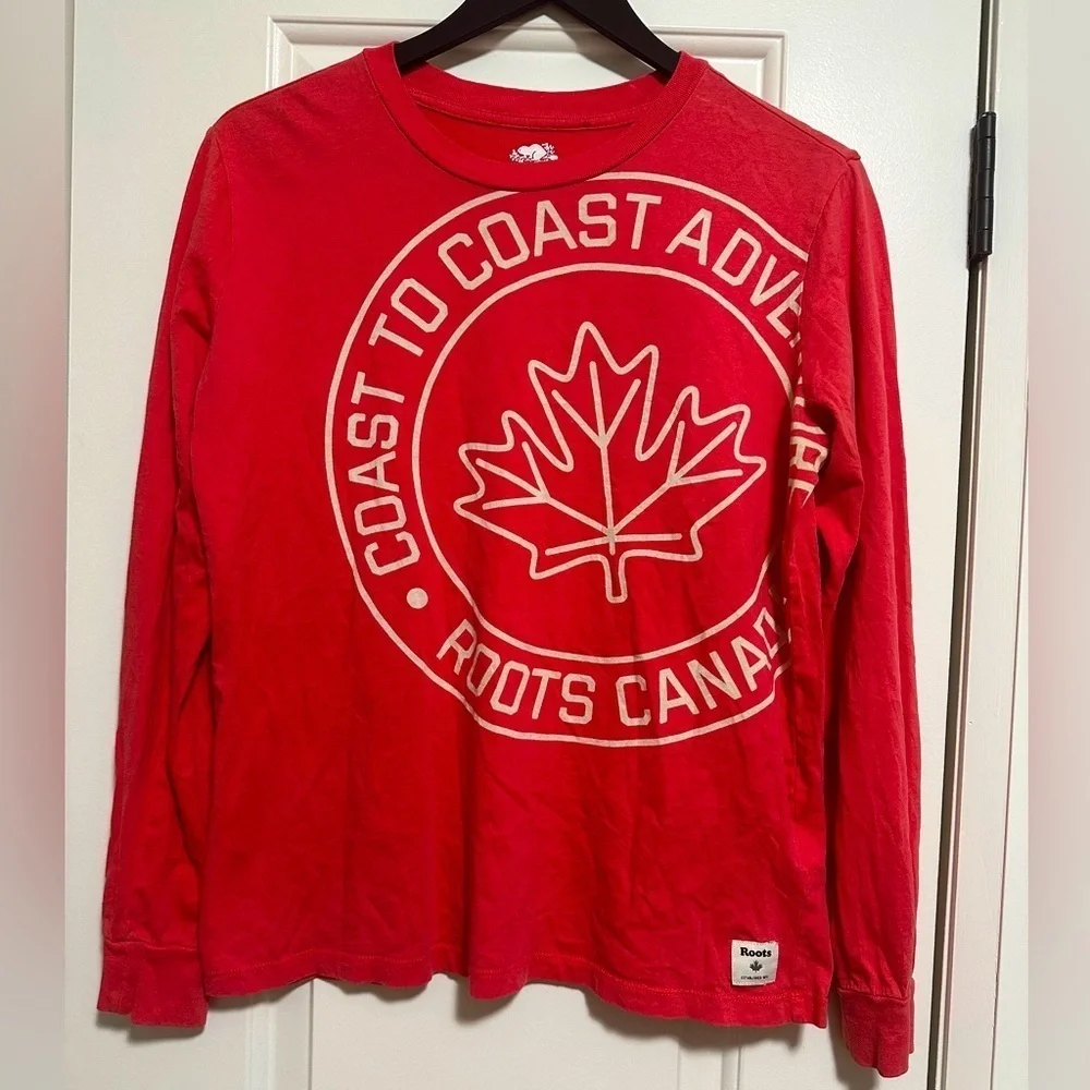 Roots Canada Coral Long Sleeve T-shirt Size Medium Women’s - Picture 1 of 9